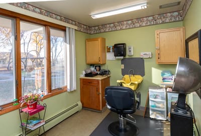 Interior view of a salon area in the facility