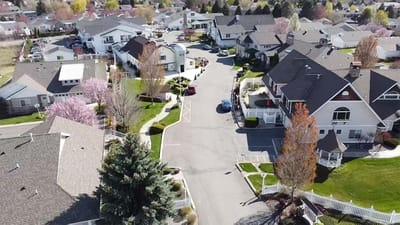 Aerial view of a suburban senior living community