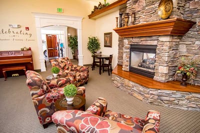 Cozy common area with fireplace and seating