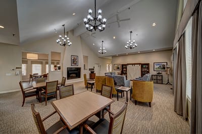 Common area with seating and decorations