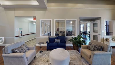 Common area with seating and decor
