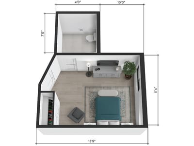 Architectural floor plan of a resident room