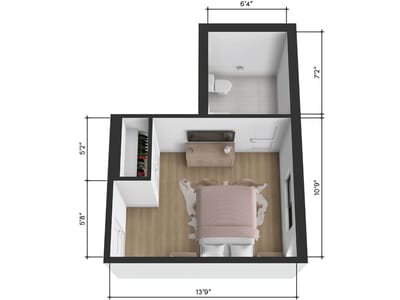 Architectural floor plan of a resident room