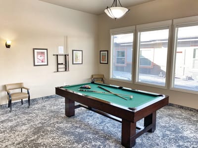 Billiards table in a common area