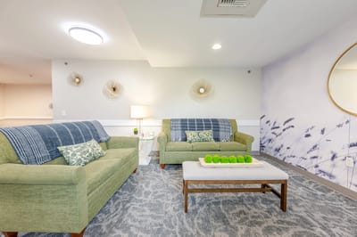 Cozy lounge area with comfortable seating and decor