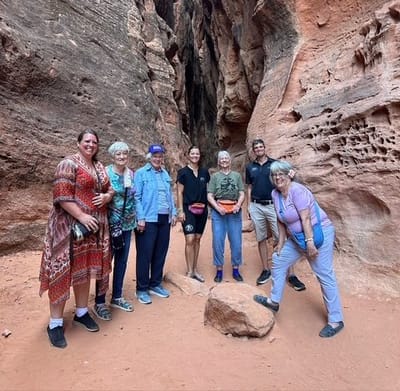 Residents enjoying a group outing in a canyon