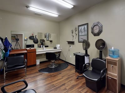 Interior view of a salon area in a senior facility