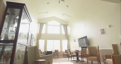 Common area in a senior living facility with seating