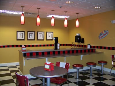 Bright and inviting dining area at the facility