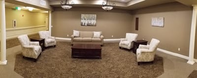 Interior common area with seating and artwork