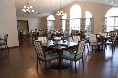 Interior dining area with tables and chairs