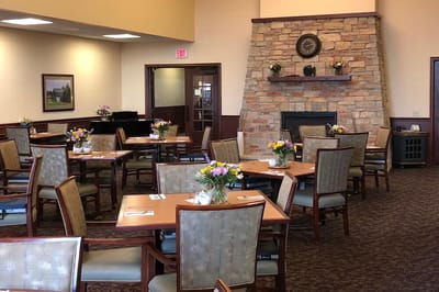 Dining room with tables set for meals