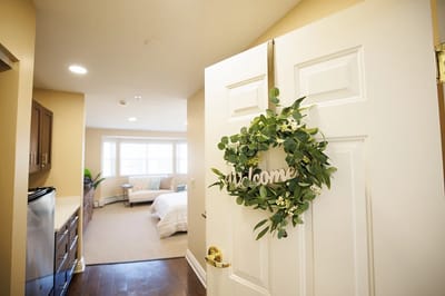 Interior view of a welcoming resident room