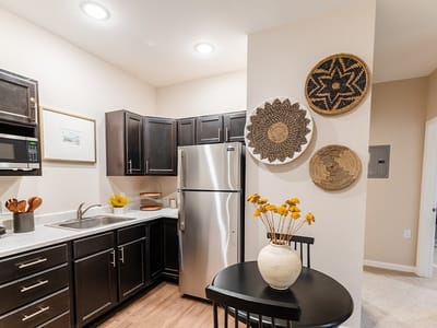 Modern kitchen space in a senior living facility