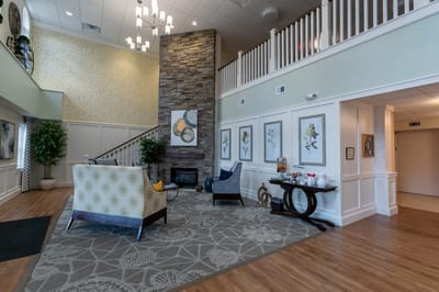 Bright and welcoming lobby area with comfortable seating