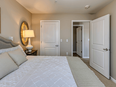Cozy interior view of a resident bedroom