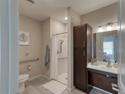 Modern bathroom in a senior living facility