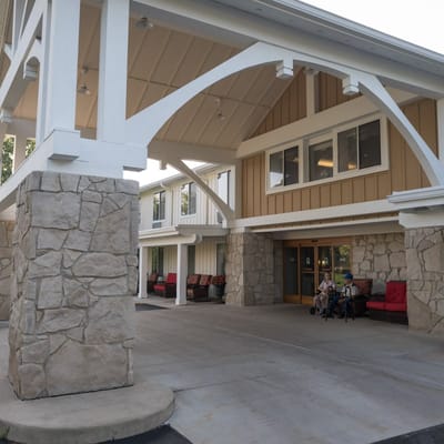 Exterior view of the Kingston Residence with residents