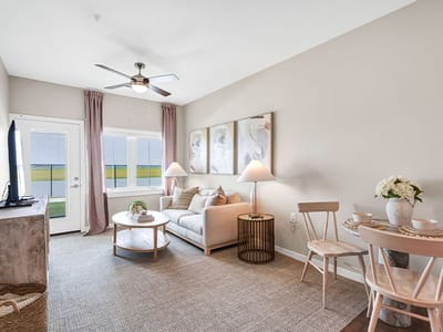 Bright interior of a resident living space with modern decor