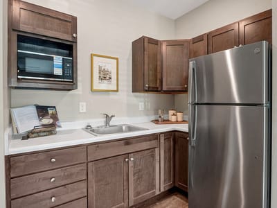 Modern kitchen in a senior living unit