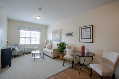 Cozy interior living space with a sofa and decor