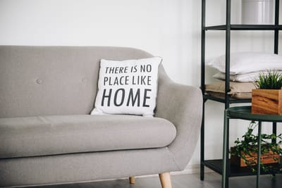 Cozy interior with a sofa and decorative pillow
