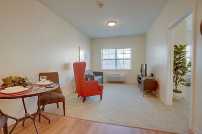 Cozy private room in a senior living facility