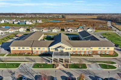 Aerial view of the facility and surrounding area
