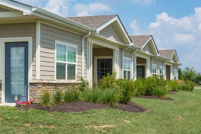 Exterior view of residential units in a senior living community