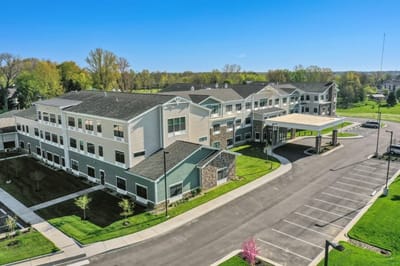 Aerial view of the assisted living facility exterior