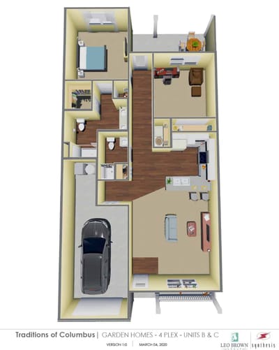 Architectural floor plan of a Garden Home unit