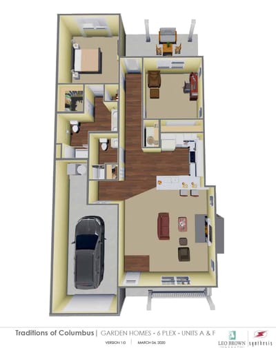Architectural floor plan of a Garden Home unit