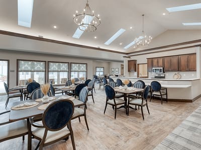 Bright dining area with well-set tables