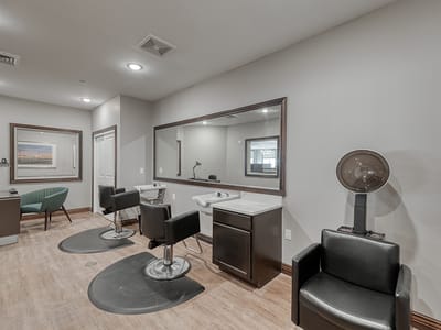 Interior view of a salon in a senior living facility