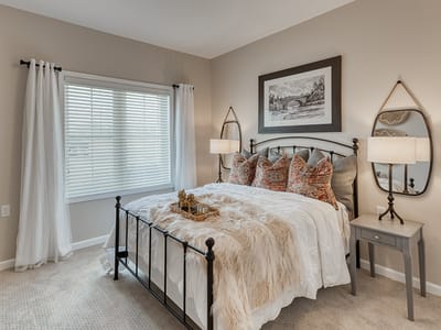 Stylish interior view of a well-decorated bedroom