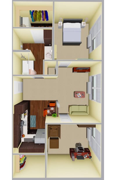Architectural floor plan of a resident unit