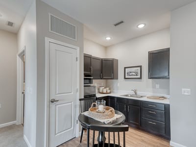 Modern kitchenette in an assisted living apartment