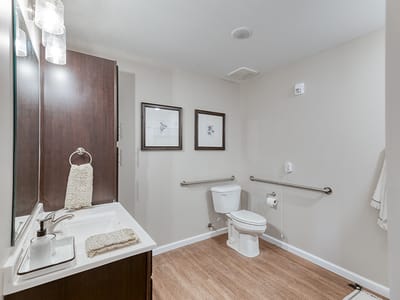 A well-appointed bathroom in a senior living facility
