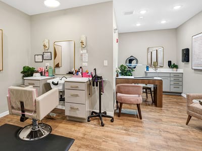 Interior view of a hair salon area