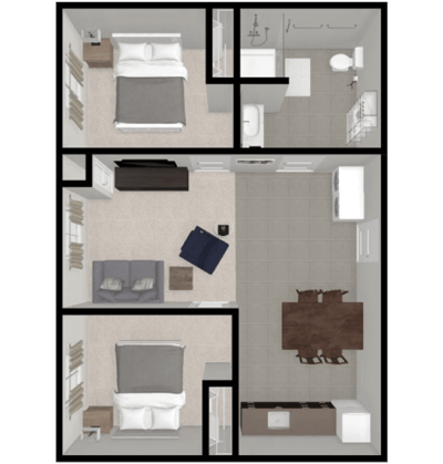 Architectural floor plan of a resident unit