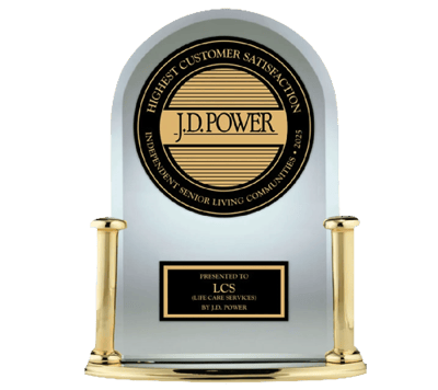 Award plaque for highest customer satisfaction in senior living