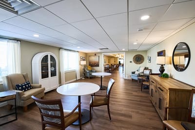 Common area with seating and dining tables
