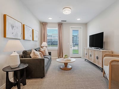 Cozy interior lounge area with seating and decor