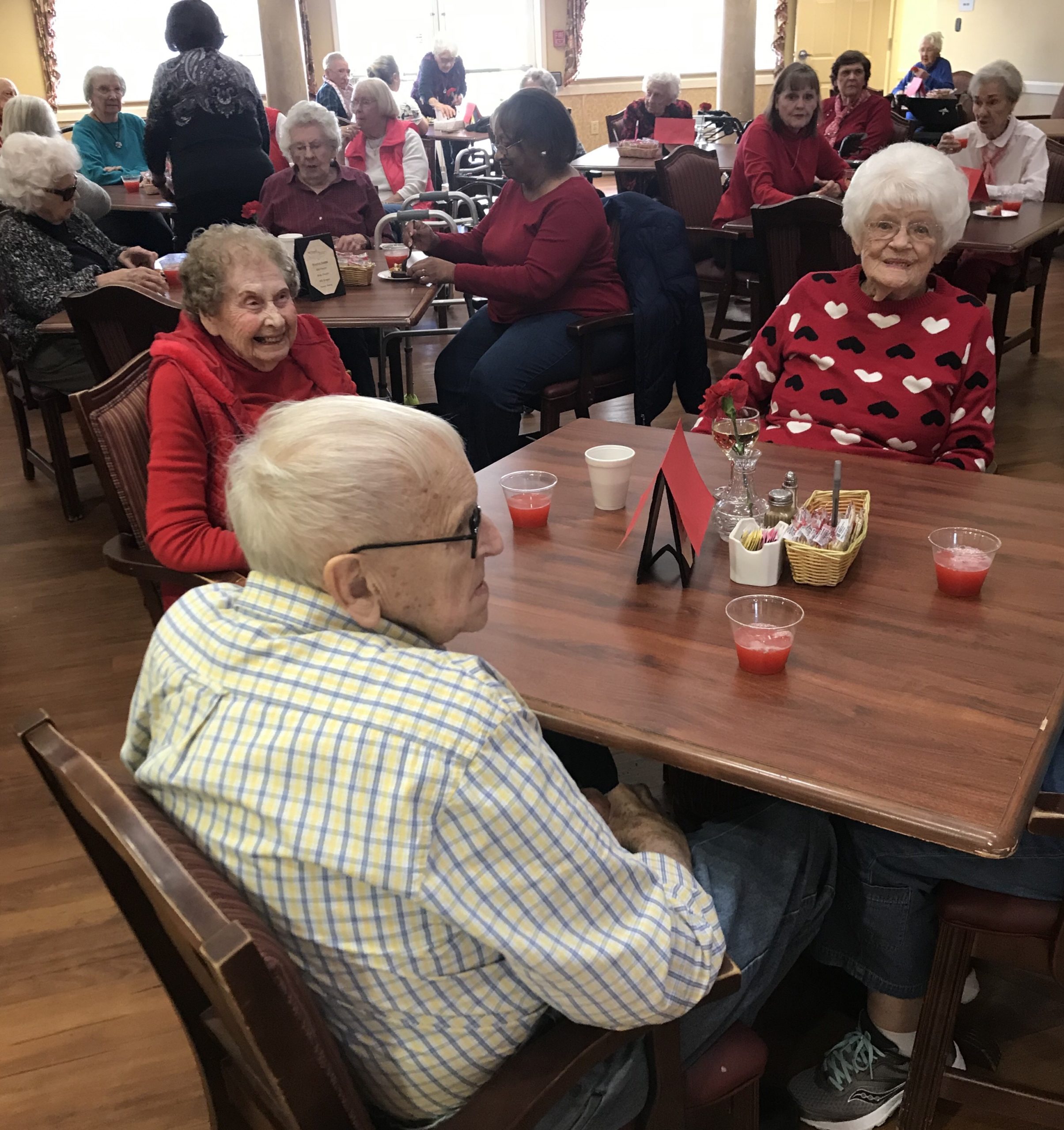 Residents enjoying activities in the common area