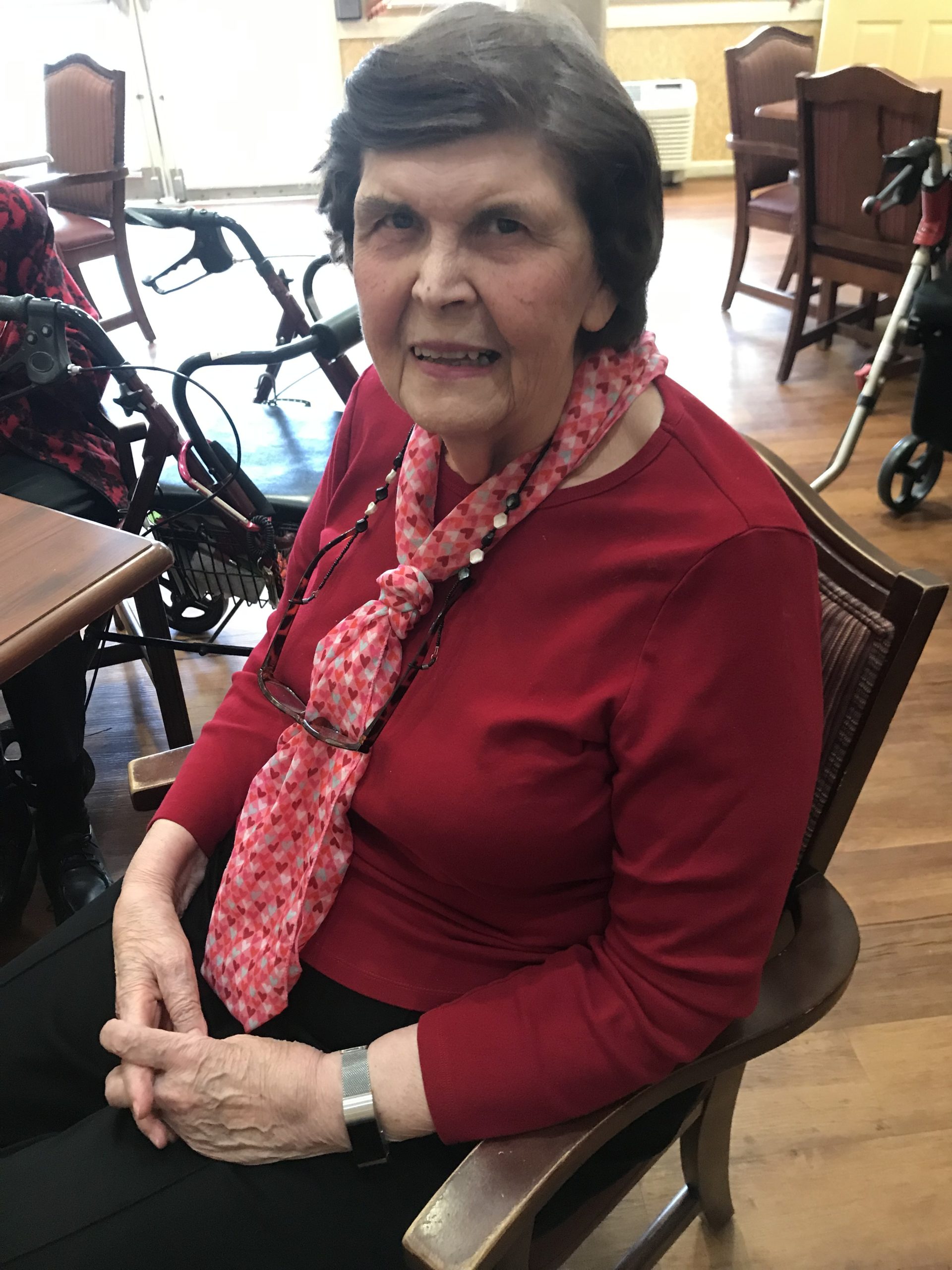 A resident sitting in a common area