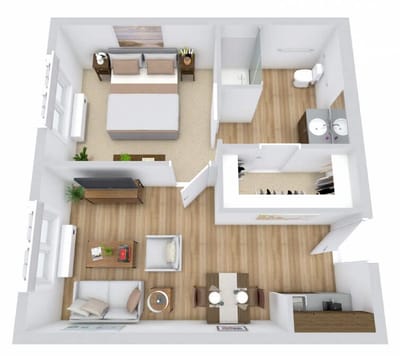 Floor plan of a private resident room