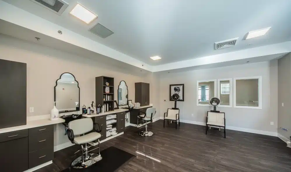 Interior view of a salon area for residents