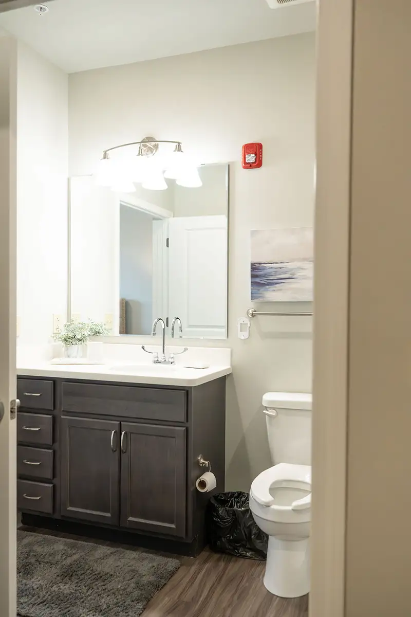Modern bathroom with sink and toilet