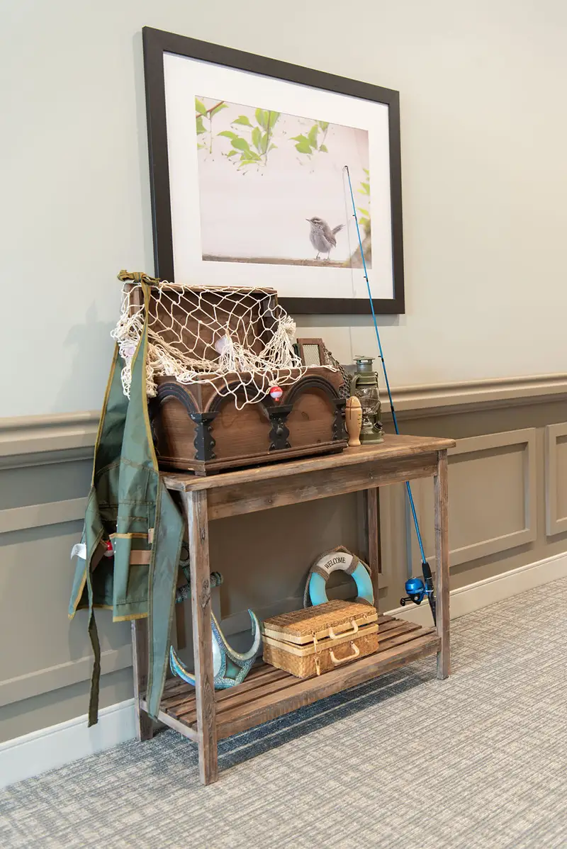Decorative display table in a common area