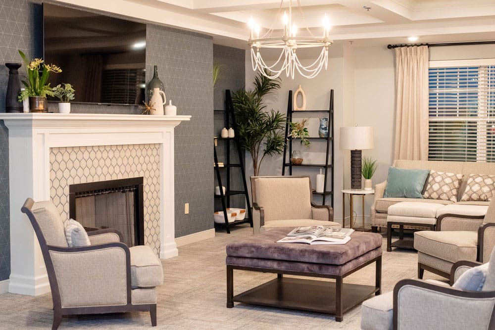 Cozy interior common area with seating and decor